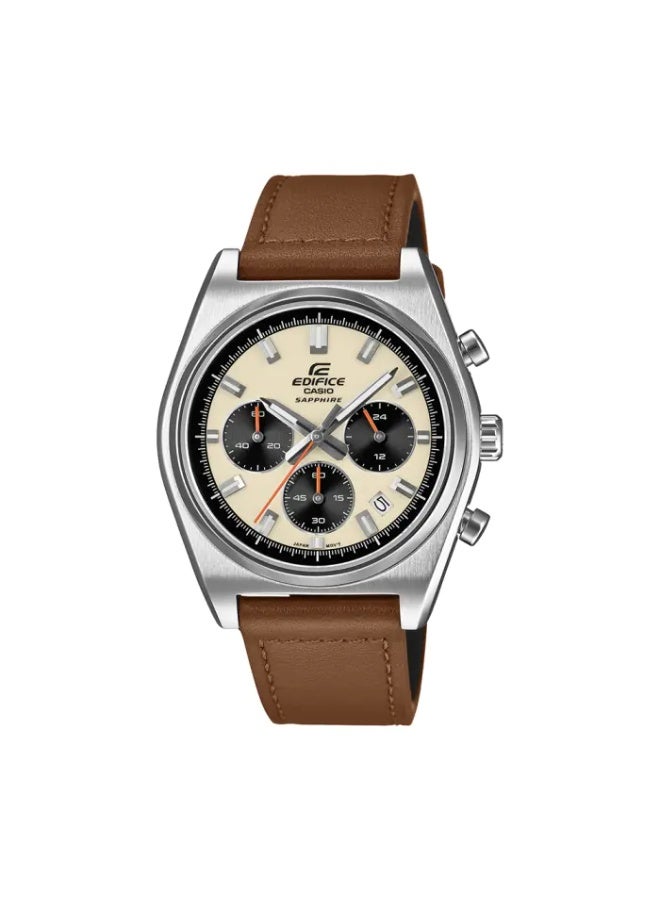 Edifice Genuine Leather Standard Chronograph Men's Watch EFB-730L-7AVUDF - 47 × 40 × 11 mm